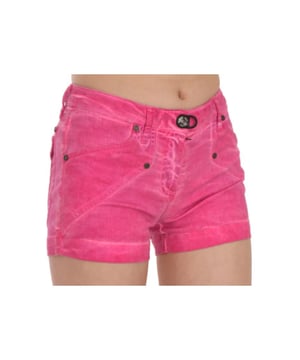 Marca: PLEIN SUD JEANIUS.
  Color: Rosa.
  Modelo: Mini Short de cintura media.
  Cierre de cremallera.
  Detalles del logotipo.
  Material: 98% algodon 2% elastano.