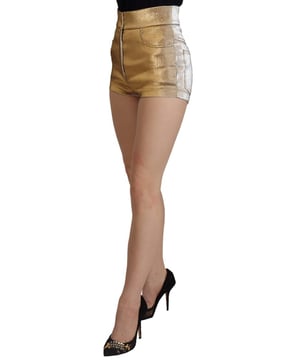 Nuevo con etiquetas  
100% Auténtico Dolce & Gabbana  
Diseño de cintura alta  
Hecho de una mezcla de algodón, nylon, poliéster y elastano  
Cierre de cremallera y botón  
Color dorado  
Hecho en Italia  
Material: 41% algodón, 33% nylon, 21% poliéster, 5% elastano