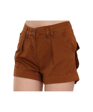 Color: Marrón  
Modelo: Mini Short de Cintura Media  
Cierre de cremallera  
Detalles de logo  
Material: 98% Algodón 2% Elastano