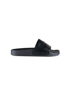 Chanclas Balmain negras con correa de cuero con logotipo.Suela de goma.Made in Italy.