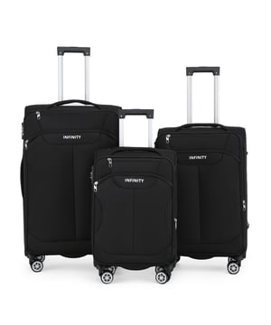 Werten Sie Ihre Reiseutensilien mit dem leichten 8-Rollen-Kofferset auf, das auf Stil, Haltbarkeit und Zweckmäßigkeit ausgelegt ist. Dieses Weichschalen-Gepäckset ist aus hochwertigem Nylon gefertigt und bietet ein elegantes Aussehen und außergewöhnliche Leistung für alle Ihre Reisen. Eigenschaften: Leichtes Nylonmaterial: Robust und dennoch leicht, sodass es einfach zu handhaben ist und lange hält. Weichschalendesign: Bietet Flexibilität und Widerstandsfähigkeit, um Stöße während der Reise abzufedern. Sicheres TSA-Schloss: Hält Ihre Sachen sicher und TSA-konform für reibungslose Sicherheitskontrollen am Flughafen. 4 Doppelräder mit 360°-Mobilität: Gewährleistet mühelose Manövrierfähigkeit auf verschiedenen Oberflächen. Ergonomischer Teleskopgriff: Auf Komfort und einfache Handhabung ausgelegt. Organisierter Innenraum: Beinhaltet Zurrgurte, Fächer mit Reißverschluss und Netzteiler für müheloses Packen. Größen und Spezifikationen: Kabine: Maße: 36,5 x 23,5 x 58 cm Gewicht: 2,50 kg Fassungsvermögen: 43 l Mittel: Maße: 42 x 26 x 67 cm Gewicht: 3,40 kg Fassungsvermögen: 64 l Groß: Maße: 48 x 30 x 76 cm Gewicht: 4,30 kg Fassungsvermögen: 98 l Dieses vielseitige Kofferset ist perfekt für alle Arten von Reisen, egal ob Kurztrip oder längerer Urlaub. Das schlanke schwarze Design sorgt für zeitlose Eleganz, während die leichte Konstruktion und die fortschrittlichen Funktionen beispiellosen Komfort bieten. Hinweis: Dieses Produkt ist ein Set mit 3 Größen (Klein (Kabine), Mittel und Groß).