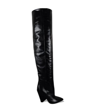 Botas Saint Laurent Niki 105 en piel brillante negra.Use liso o arrugado.Altura del tacón 10,5 cm.Suela de cuero.Made in Italy.