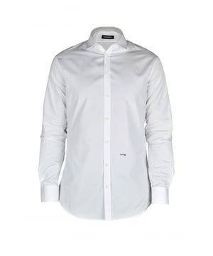 Camisa blanca Dsquared2.Logotipo negro en la parte delantera.100% algodón.Made in Italy.
