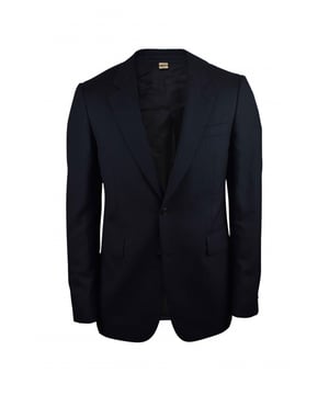 Chaqueta de traje Burberry azul marino a rayas.De lana y viscosa.Bolsillos laterales con solapa.Bolsillo en el pecho.Cierre con un botón.Made in Italy.