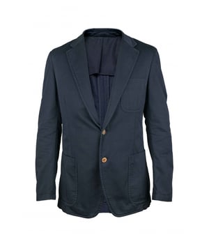 Prada Jacke aus blauem Baumwolle.Außen und Innentaschen.Bronzefarbene Knöpfe an der Unterseite der Ärmel.Leichte Öffnungen an den Seiten.Knopfverschluss.100% Baumwolle.Made in Italy.