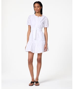 Floral Eyelet Mini Shirt Dress, Floral Eyelet Mini Shirt Dress,  Length: 94.00 Cm