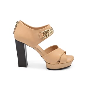 Tod's sandalen van nudeleer met open neus.Hak 10 cm.Made in Italy.