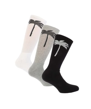 Mens Palm Angels 3 Pack of Socks in multi colour.- Knitted.- Printed with the brand’s palm tree motif.- 90% Cotton  5% Polyamide  5% Elastane- Ref: PMRA0010028484