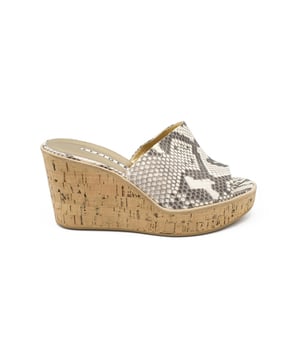 Walter Steiger Mules mit Plateau aus Python Leder.Plateau aus Kork.Made in Italy.