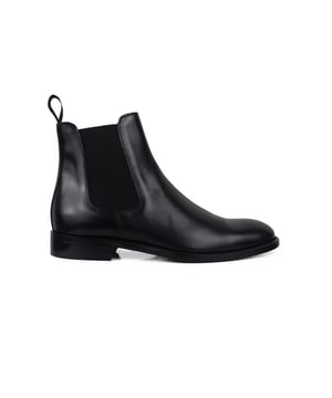 Schwarze Kalbslederstiefel.2 cm Absatz.Ledersohle.Handgemachte Schuhe.Made in Italy.