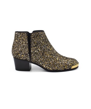 Giuseppe Zanotti leren laarzen met gouden glitters.Leren details.Hak 4 cm.Leren zool.Gemaakt in Italië.