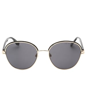 Marc Jacobs Gold Sunglasses, Lens Width = 53mm, Nose Bridge Width = 18mm, Arm Length = 145mm, Sunglasses, Sunglasses Case, Cleaning Cloth and Care Instructions all Included, 100% Protection Against UVA & UVB Sunlight and Conform to British Standard EN 1836:2005, Gold Sunglasses, 100% Metal