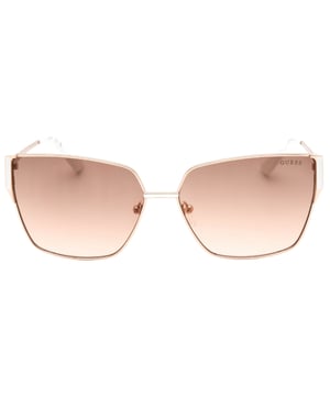 Guess Rose Gold Sunglasses, Lens Width = 60mm, Nose Bridge Width = 14mm, Arm Length = 140mm, Sunglasses, Sunglasses Case, Cleaning Cloth and Care Instructions all Included, 100% Protection Against UVA & UVB Sunlight and Conform to British Standard EN 1836:2005, Rose Gold Sunglasses, 100% Metal