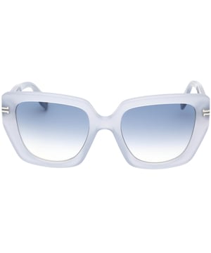 Marc Jacobs Blue Sunglasses, Lens Width = 53mm, Nose Bridge Width = 20mm, Arm Length = 140mm, Sunglasses, Sunglasses Case, Cleaning Cloth and Care Instructions all Included, 100% Protection Against UVA & UVB Sunlight and Conform to British Standard EN 1836:2005, Dark Blue SF Lens Sunglasses, 100% Plastic
