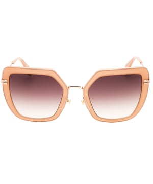 Marc Jacobs Gold Sunglasses, Lens Width = 55mm, Nose Bridge Width = 22mm, Arm Length = 145mm, Sunglasses, Sunglasses Case, Cleaning Cloth and Care Instructions all Included, 100% Protection Against UVA & UVB Sunlight and Conform to British Standard EN 1836:2005, GreBrown SF Lensed Sunglasses, 100% Metal