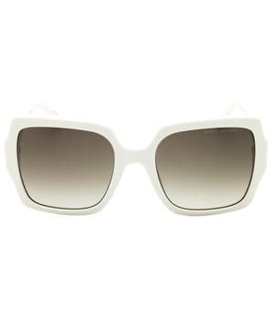 Marc Jacobs White Sunglasses, Lens Width = 55mm, Nose Bridge Width = 20mm, Arm Length = 140mm, Sunglasses, Sunglasses Case, Cleaning Cloth and Care Instructions all Included, 100% Protection Against UVA & UVB Sunlight and Conform to British Standard EN 1836:2005, Brown Lens Sunglasses, 100% Plastic
