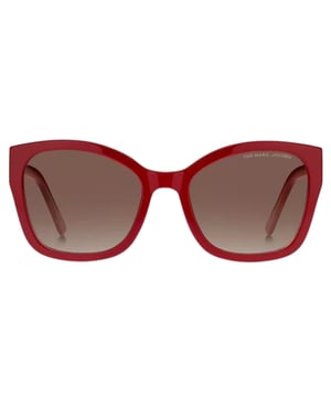Rote Sonnenbrille von Marc Jacobs, Brillenglasbreite = 56 mm, Nasenstegbreite = 20 mm, Bügellänge = 140 mm, Sonnenbrille, Sonnenbrillenetui, Reinigungstuch und Pflegehinweise im Lieferumfang enthalten, 100 % Schutz vor UVA- und UVB-Sonnenlicht und entspricht der britischen Norm EN 1836:2005, rote Sonnenbrille, 100 % Kunststoff