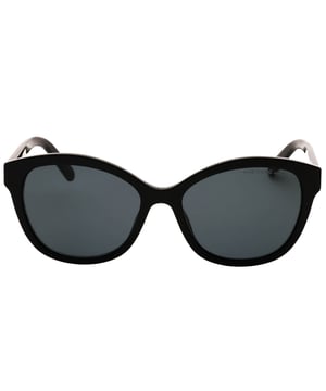 Marc Jacobs Black Sunglasses, Lens Width = 55mm, Nose Bridge Width = 17mm, Arm Length = 145mm, Sunglasses, Sunglasses Case, Cleaning Cloth and Care Instructions all Included, 100% Protection Against UVA & UVB Sunlight and Conform to British Standard EN 1836:2005, Grey Lens Sunglasses, 100% Plastic