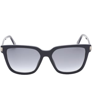 Gloednieuwe blauwe Marc Jacobs zonnebril, lensbreedte = 57 mm, neusbrugbreedte = 17 mm, armlengte = 145 mm, zonnebril, zonnebrillenkoker, schoonmaakdoekje en onderhoudsinstructies allemaal inbegrepen, 100% bescherming tegen UVA- en UVB-zonlicht en conform de Britse norm EN 1836:2005, blauwe zonnebril, 100% kunststof