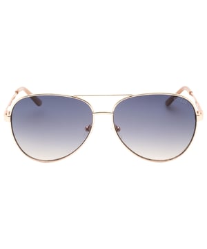 Guess Rose Gold Sunglasses, Lens Width = 60mm, Nose Bridge Width = 13mm, Arm Length = 140mm, Sunglasses, Sunglasses Case, Cleaning Cloth and Care Instructions all Included, 100% Protection Against UVA & UVB Sunlight and Conform to British Standard EN 1836:2005, Gold Sunglasses, 100% Metal