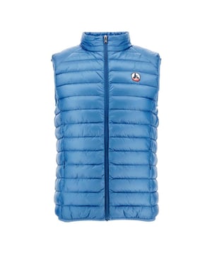 High neck.Sleeveless.Full zip fastening.Side zip pockets.Felt logo on left chest.Water-repellent satin quilting.RDS-certified down and feather filling.