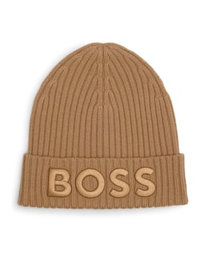 Womens BOSS Lara Virgin-wool beanie hat with embroidered logo in beigeA signature beanie hat with a tonal embroidered logo by BOSS. This soft and breathable accessory is knitted with a ribbed structure. This product is made with responsibly sourced wool.- Central tonal BOSS embroidery on turn up- Chunky rib knit- 100% Virgin wool.  Hand wash- Ref: 50497815-260