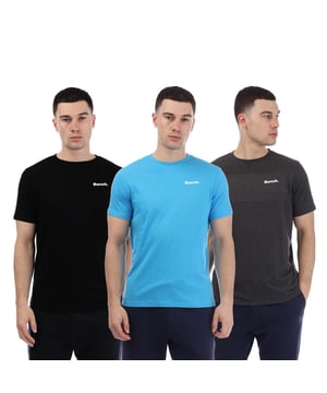 Mens Bench Lirrik 3 Pack Logo T-Shirts in grey - blue.- Ribbed crew neck.- Short sleeves.- Printed logo.- Regular fit.- 100% Cotton.- Ref: BN2A131683BS2