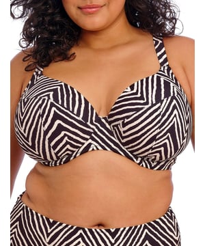 Elomi Fiji Falls Plunge Bikini Top. Underwired non padded swimwear top with adjustable straps, powernet back lining for extra support, made with Lycra Xtra Life and fully lined. This product is recommended as hand wash only.