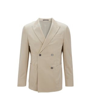 Men's Boss T-Heston-DB Blazer Jacket. The Boss blazer, part of the formal collection, is crafted for a sophisticated appearance. Featuring a peak lapel collar and a button closure, it exudes elegance. The jacket is designed in a slim fit, adorned with a classic corduroy pattern and includes practical pockets.- Double breasted blazer.- Peak lapel.- Fully lined.- Two-button closure at front.- Welt pocket by the left chest.- Patch pockets at waist.- Pick stitching details.- Slim fit. Material: 95% Cotton, 5% Cashmere. Ref: 50479212132.