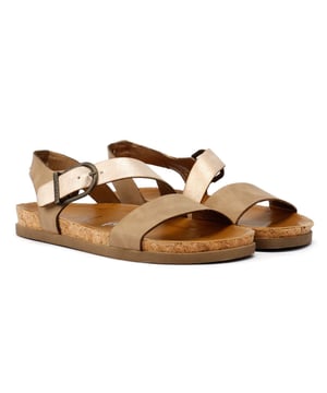 Women's sandals with a faux leather upper for a sleek, cruelty-free style. Designed with a cushioned footbed for all-day comfort and support. Features an adjustable buckle closure for a secure and customisable fit. These vegan-friendly sandals combine comfort and contemporary design.