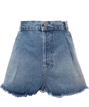 COMPOSITION: 100% cotton. Raey's blue Rivet shorts are sure to become indispensable during the warmer months, thanks to their understated finish and relaxed fit. They're made from subtly distressed washed cotton denim with a mid-rise waist, then trimmed with rolled cuffs and accented with copper-toned rivets. Wear them with casual knitwear and trainers for a nonchalant mood. Raey fuses sharp silhouettes with luxury fabrics to create clean, minimal and effortless pieces for contemporary women as featured in Marie Claire, Elle and Stella.