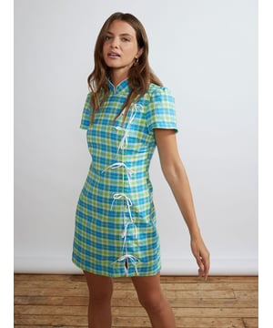 60% Cotton 36% Polyester 4% Polyamide.Seersucker V Dress Blue