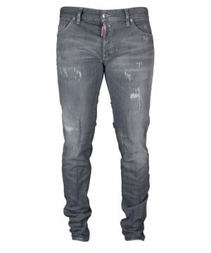 Dsquared2 Slim Jeans en gris claro.Efecto descolorido con rasgaduras.Cierre central con botón metálico.Parche con el logotipo  DSQ2  en el bolsillo trasero.Modelo de 5 bolsillos.98% algodón y 2% elastano.Made in Italy.