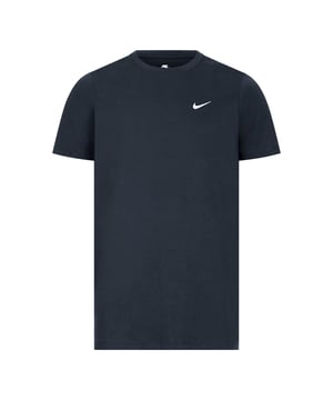Details Soft and stretchable rich cotton fabric Ribbed crew neck and short sleeves Interior taping to neck for durability Embroidered Nike swoosh logo branding