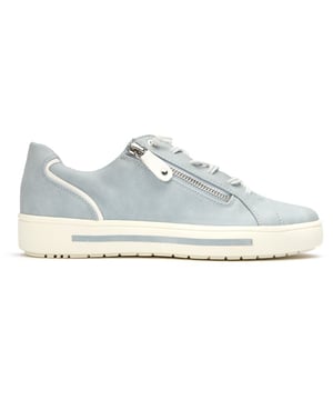 Zapatillas Jana 23660 azules para mujer, fabricadas con sintético y suela de goma. Incluyen: forro sintético/textil, detalle dorado, cremallera lateral, suela exterior texturizada y logo en la lengüeta.