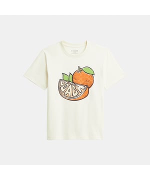 Coach Orange Classic T-Shirt, Model is 5'10" (178cm), chest 31" (79cm), waist 24" (61cm), hips 35" (89cm) and wears a size S,  Length: 62.00 cm