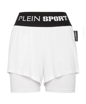 Echa un vistazo a estos pantalones cortos de lycra 2 en 1 para maximizar tu rendimiento con un toque de encanto.   Pantalón corto de forro polar con mezcla de algodón para la máxima comodidad   Mallas de tul elástico de color sólido   Jacquard de la marca tejido en la cintura elástica   Cintura alta que proporciona mayor adherencia y estabilidad.