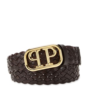 Details do matter. Choose the right belt to define your outfit.    Woven crocodile-printed leather   Metal buckle with the Brand cyphers   Leather lining   Height: 4 cm.