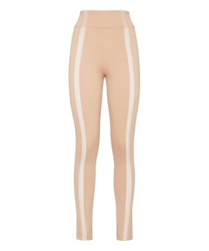Leggins de cintura alta de jersey elástico confeccionado con tejido de punto romano. Los insertos de tul crean un efecto de transparencia. Una placa con el logo está cosida en la parte trasera. Cierre de cremallera invisible en el centro de la parte trasera.