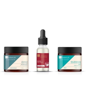 Unser Hautpflege-Kit enthält drei leistungsstarke Produkte, die entwickelt wurden, um Ihren Teint zu transformieren und Ihre Haut zu nähren. Die Hautrebalancierende und Revitalisierende Maske wirkt in nur 20 Minuten, um Ihren Teint zu glätten, einen Feuchtigkeitsschub zu spenden und ein strahlendes, pralles und frisches Finish zu erzielen. Angereichert mit Kurkuma bietet diese Maske antioxidativen Schutz, beruhigt die Haut und hilft, Unreinheiten zu beseitigen, während sie Ihren Hautton ausgleicht. Sanddornbeerenöl reduziert die Anzeichen der Hautalterung, während Glycerin für eine tiefgehende Hydratation sorgt. Die Vitamin E Hydratisierende Tagescreme kombiniert Vitamin E und Grünkohl, um das Erscheinungsbild Ihrer Haut zu glätten und zu verbessern, feine Linien und Falten zu reduzieren. Angereichert mit Sheabutter und Glycerin bietet sie langanhaltende Feuchtigkeit und Ernährung, sodass sich Ihre Haut jugendlich und strahlend anfühlt. Schließlich nährt und bereichert unser Veganes Kollagen-reparierendes Augenserum, angereichert mit Aloe Vera und pflanzlichem Kollagen, die empfindliche Augenpartie, verbessert den Hautton und die Elastizität, während es die Haut hydratisiert und beruhigt. Dieses Kit bietet einen umfassenden Ansatz zur Revitalisierung Ihres Teints und zur Erhaltung einer gesunden, jugendlichen Haut.
