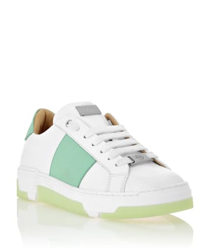 Discover the uniqueness of these bicolor lo-top sneakers. Look at the details.   Nappa upper with contrasting colored rubber details   A contrasting colored strap    Contrasting collar   Hi-tech, ergonomic, ultra lightweight, shock-absorbing rubber midsole   Molded outsole for maximum grip    Padded nappa lining and removable insole
