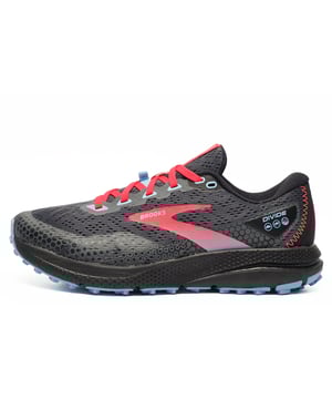 Venture off road with ease in these Brooks Divide womens running shoes, designed to make the transition from road to trail seamless so you can focus on racking up the miles. 
 Designed with a breathable textile upper, feet are kept cool and dry whilst a DNA Loft midsole offers customised cushioning adapting to your feet with every glide giving smoother transitions and softer landings.
 TrailTack rubber traction underfoot provides a reliable feel so you can venture offroad with confidence, with high surface area lugs that helps you adapt to uneven terrain and a resilient non-skid rubber helps navigate inclines and descents with ease.
 - Textile upper
 - DNA Loft supportive midsole,
 - Cushioned ankle collar
 - Toe bumper protects against rocks and debris
 - Secure lace up fastening
 - TrailTack rubber traction
 - Brooks branding