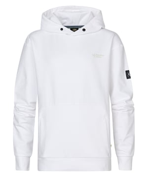 Einfarbiger Hoodie mit Logoplakette am Arm. Dieser Hoodie hat eine Kapuze , eine Kängurutasche und gerippte Ärmelbündchen. Hergestellt aus 95 % Baumwolle und 5 % Elasthan für eine bequeme Passform mit einem gewissen Stretchanteil. Der Print auf Brust und Rücken und das Logo-Badge auf dem Arm sorgen für einen coolen Look. In mehreren Farben erhältlich. Einfarbiger HoodieLockere PassformMini-Petrol-Logo auf der BrustPrint auf Brust und RückenKapuze und KängurutascheLogo-Badge auf dem Arm95 % Baumwolle, 5 % Elasthan