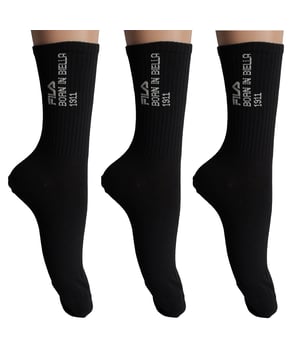 Estos calcetines de hombre hasta la rodilla combinan un diseño limpio y deportivo con materiales de alta calidad. Ideales para el uso diario o para completar un look urbano, destacan por su comodidad y durabilidad.

Detalles:
- Composición con un alto porcentaje de algodón que proporciona suavidad natural y transpirabilidad.
- Detalle gráfico vertical con el texto bordado BORN IN BIELLA 1911, en referencia al origen de la marca Fila.
- Diseño de caña alta acanalada.
- Estilo deportivo.
- Costuras planas.
- Tejido elástico.
- Paquete de 3 pares.

Una elección ideal para las mujeres que buscan calcetines cómodos y distintivos fabricados con materiales de calidad. Perfectos para el uso diario, añadiendo estilo o completando un look deportivo casual.
Composición: 62% Algodón, 36% Poliéster, 2% Elastano
Cuidado:
Lavar a máquina a un máximo de 30°C.
No usar blanqueador ni blanqueadores.
No planchar.
No limpiar en seco.
Secar al aire o en secadora a baja temperatura.