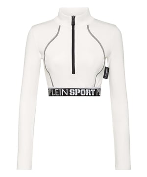 Comfortable and light-weight long sleeve crop top designed to help you push your limits.   Maximum comfort and quick dry technical jersey fabric    The contrasting stitching creates a nice color interplay   Zip-up mock collar   Brand jacquard woven on the elastic bottom hem for a secure fit and greater firmness