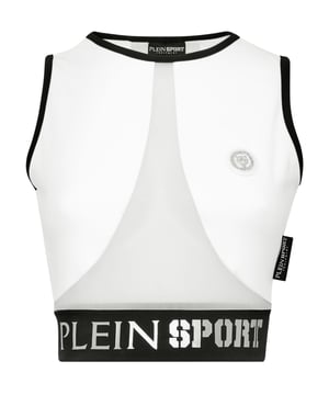 Comfortable and light-weight crop top designed to help you push your limits.   Maximum comfort and quick dry Lycra®   Stretch tulle inset   Suitable for cycling or gym training   Rubberized patch featuring the iconic Tiger is sewn at left chest   Logoed elasticated underband for a secure fit