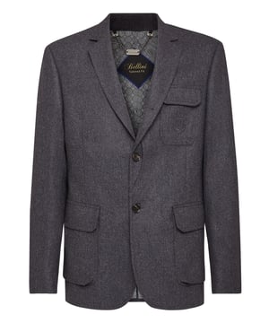 Chaqueta informal de tres botones en mezcla de cachemira con detalles de gamuza. Bolsillos de parche con solapa. En el bolsillo del pecho está bordado el escudo emblemático. Una sola abertura en la espalda. Forro interior. Corte: Tailored.