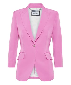 Este blazer de un solo botón de cady elástico es una historia de refinada elegancia. Consulte los cuidados para más detalles.    Cady de poliéster elástico   Botón joya único   Mangas 3/4   Dos bolsillos con solapa   Forro interior   Una sola abertura   Ajuste de figura