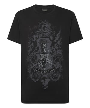 Billionaire adds a whiff of style to your leisure time. Like with this jersey T-shirt.   Cotton jersey   Rubberized pattern print on the front   Rib knit neckline   Two needle stitching