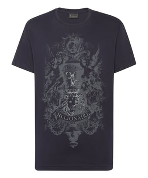 Billionaire adds a whiff of style to your leisure time. Like with this jersey T-shirt.   Cotton jersey   Rubberized pattern print on the front   Rib knit neckline   Two needle stitching
